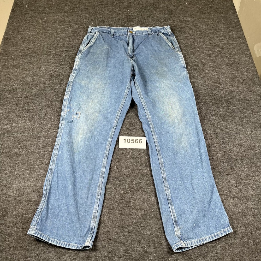 Carhartt Carpenter Jeans Mens 34x32 Blue Denim Cotton Dungaree Fit Workwear